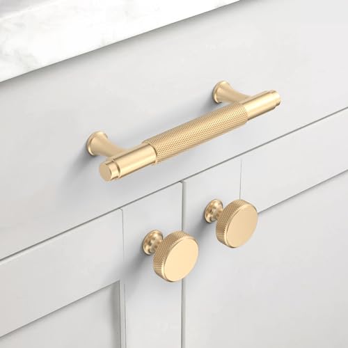 Coinkoly 10 Pack 1-1/5"(30mm) Gold Knurled Cabinet Knobs for Dresser Kitchen Knobs for Cabinets Brushed Gold Cabinet Pulls Hardware - Image 4