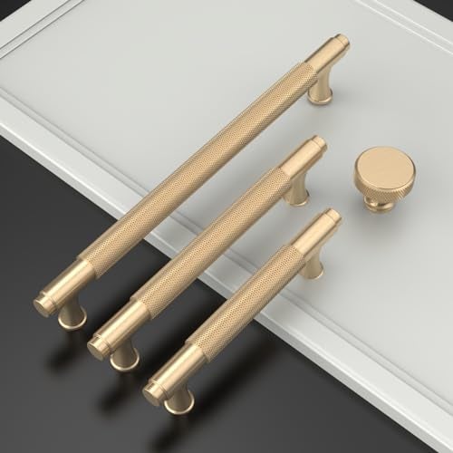 Coinkoly 10 Pack 1-1/5"(30mm) Gold Knurled Cabinet Knobs for Dresser Kitchen Knobs for Cabinets Brushed Gold Cabinet Pulls Hardware - Image 3