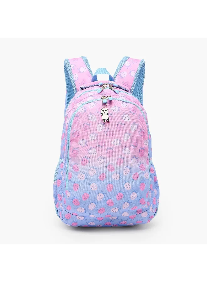 St.Right 18 Inch-Backpack-Ombre Strawberries-3 Cmprt- (Polyester) Pink And Blue \ 30X20X45