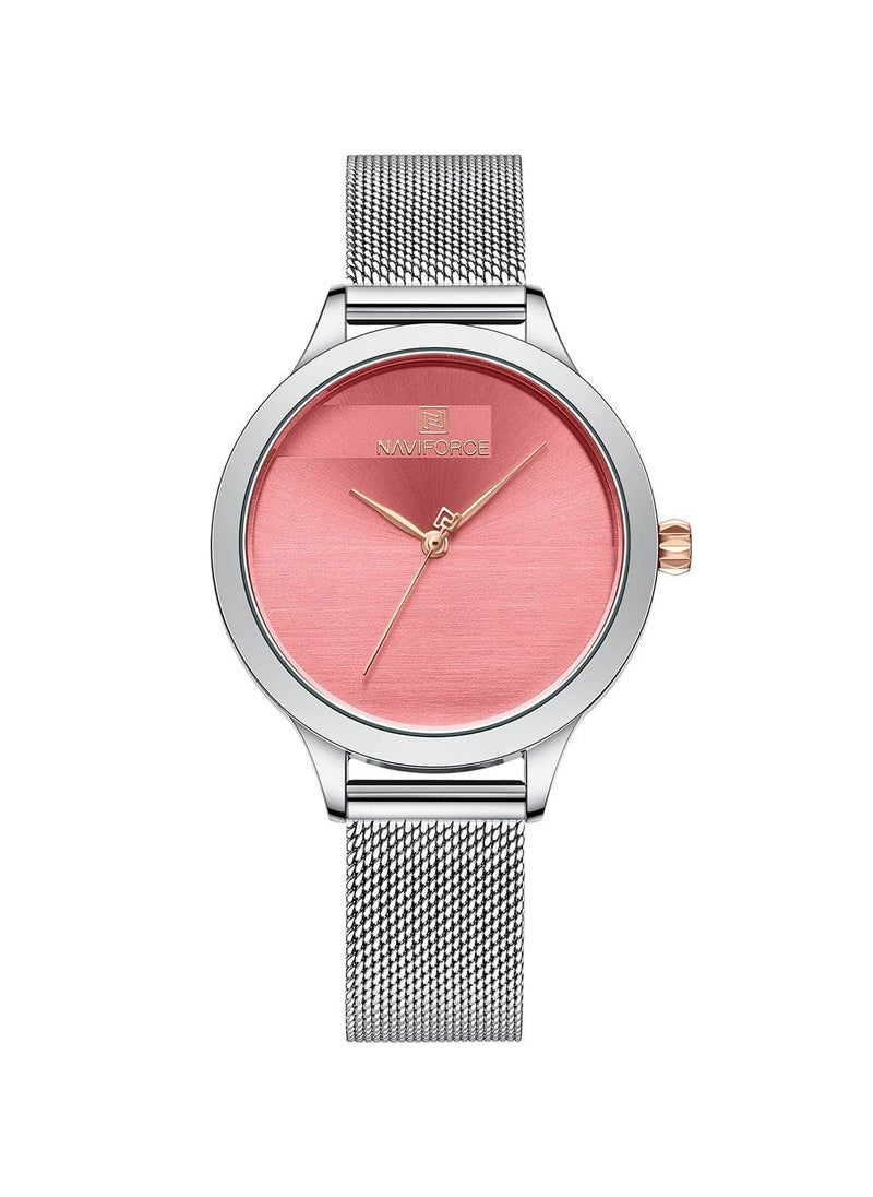 NAVIFORCE Elegant Women's Quartz Watch Stylish Round Dial with Minimalist Design Stainless Steel Mesh Strap Fashionable Timepiece for Everyday Wear and Special Occasions  - Image 1
