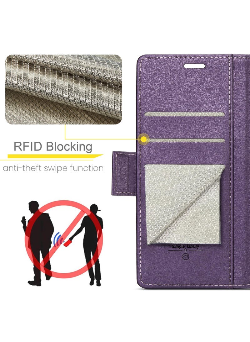 CaseMe Phone Case Luxury PU Leather Design Anti Fingerprint 023 Flip Cover Card Slot Holder Cover For Iphone 16 (Purple) - Image 4