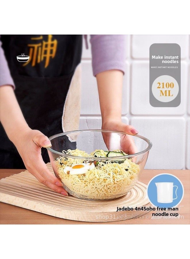 Transparent Glass Bowl Microwave Oven Special Household Kitchen And Basin Kneading Noodles Baking Egg Mixed With Vegetables Salad Basin-Specifications:[Rice Beating Eggs] 2100ml * Delivery Cup-Color:Transparent  - Image 1