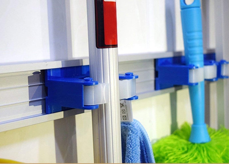 KR STORE Wall Mount Mop and Broom Holder Aluminium Alloy Organizer Storage Wall Racks 4 Position 5 Hooks for Shelving - Image 2