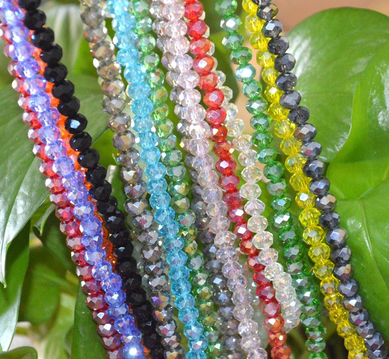 Catoterm Catotrem Faceted Glass Crystal Beads Strands Briolette Rondelle Crystal Beads Spacer for Jewelry Making 15 Colors 1350pcs 6MM - Image 3