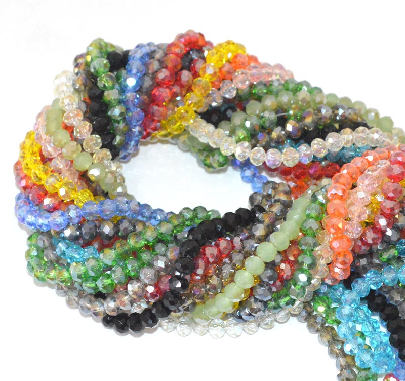 Catoterm Catotrem Faceted Glass Crystal Beads Strands Briolette Rondelle Crystal Beads Spacer for Jewelry Making 15 Colors 1350pcs 6MM - Image 1