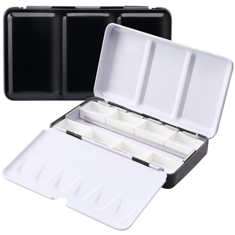 LOONENG Metal Watercolor Tray Palette with 14 Empty Full Pans for Plein Air, Acrylic and Oil Painting