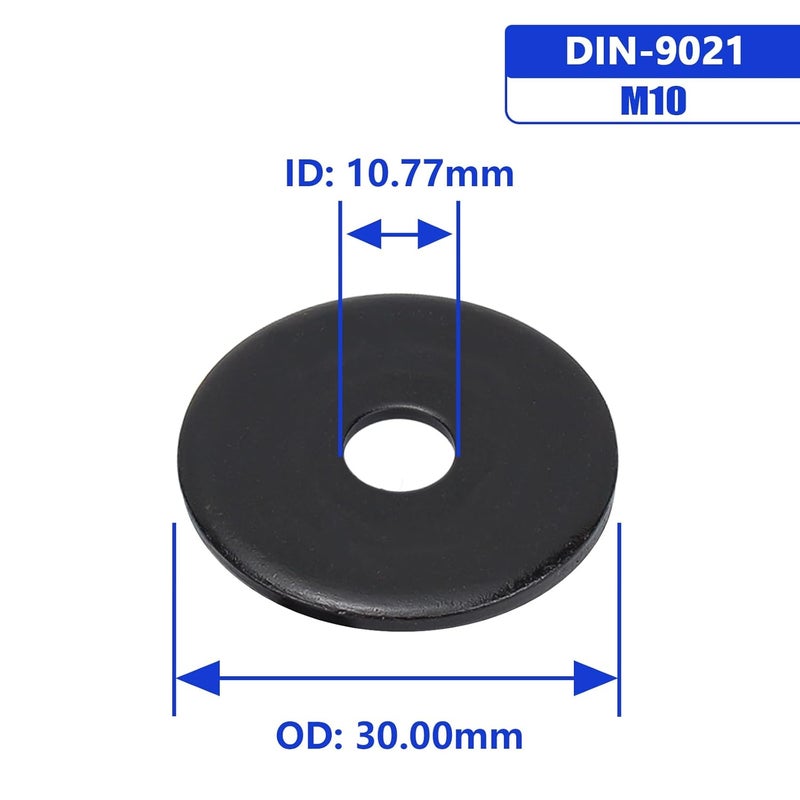 Instockbolts M10 x 30mm OD Black Fender Washer,18-8 (304) Stainless Steel Flat Washer, 10mm ID x 30mm OD, 20Pcs - Image 3