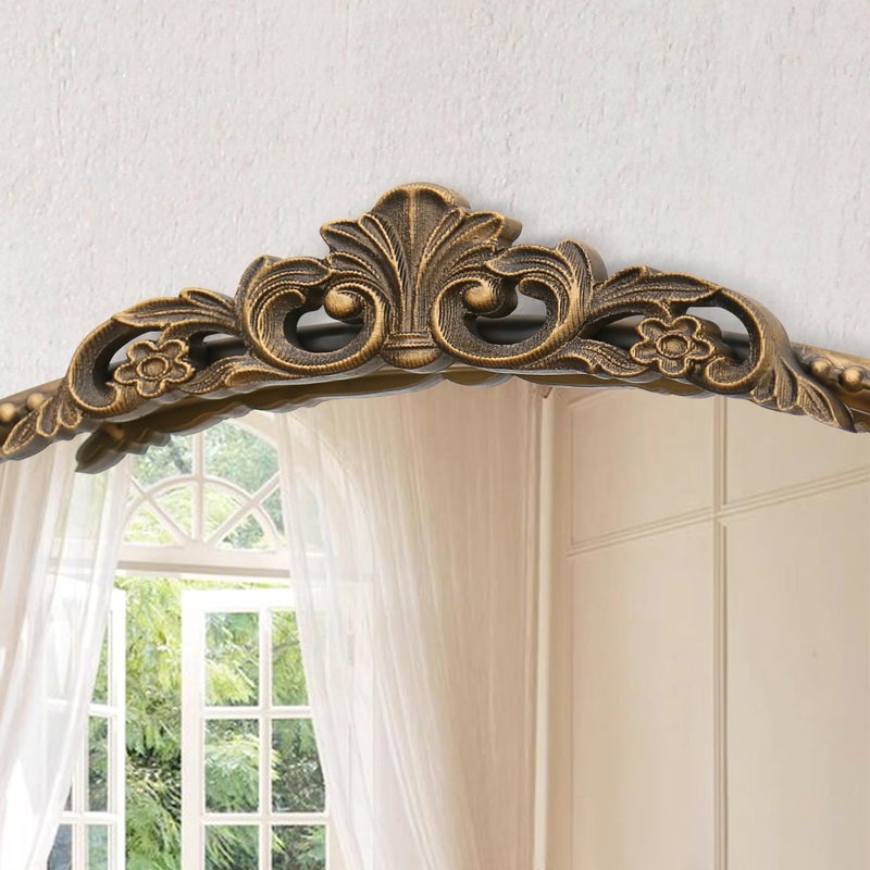 Micasso Large Gold Antique Mirror: 40"x29" French Baroque Arched Mirror - Traditional Ornate Vintage Mirrors for Wall/Mantel/Entryway/Bathroom/Hallway - Home Decor for Living Room - Image 5