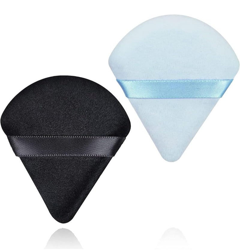 Rishvi Triangle Powder Puff, Soft Plush Powder Puff, For Loose Powder & Liquid Cosmetic, Makeup Foundation Puff Makeup Tool (2Pcs Triangle Puff) multicolor - Image 1