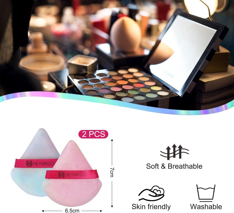 Rishvi Triangle Powder Puff, Soft Plush Powder Puff, For Loose Powder & Liquid Cosmetic, Makeup Foundation Puff Makeup Tool (2Pcs Triangle Puff) multicolor - Image 4
