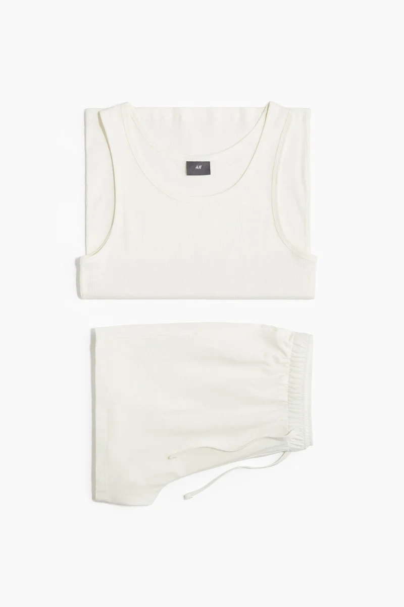 H&M Cotton pyjama vest top and shorts