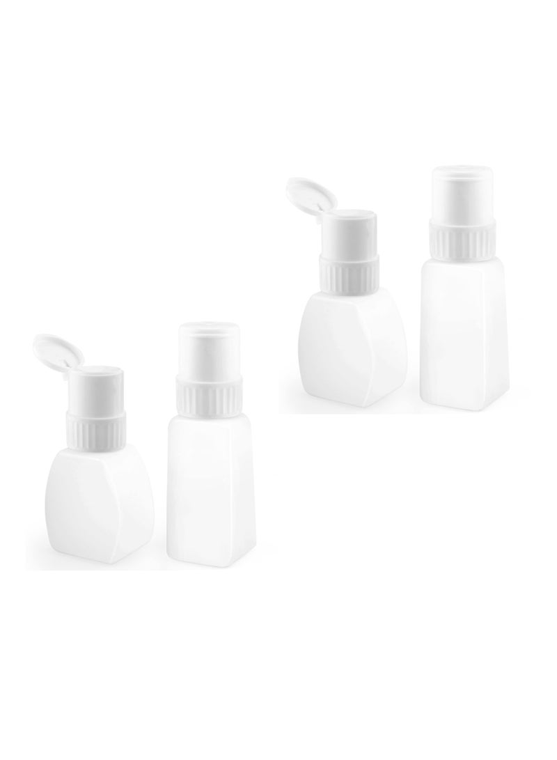 4 Pack Refillable Plastic Push Down Pump Bottles for Nail Polish and Makeup Remover, Press Pump Dispenser with Flip Cap, Ideal for Liquid Storage and Easy Dispensing.  - Image 1