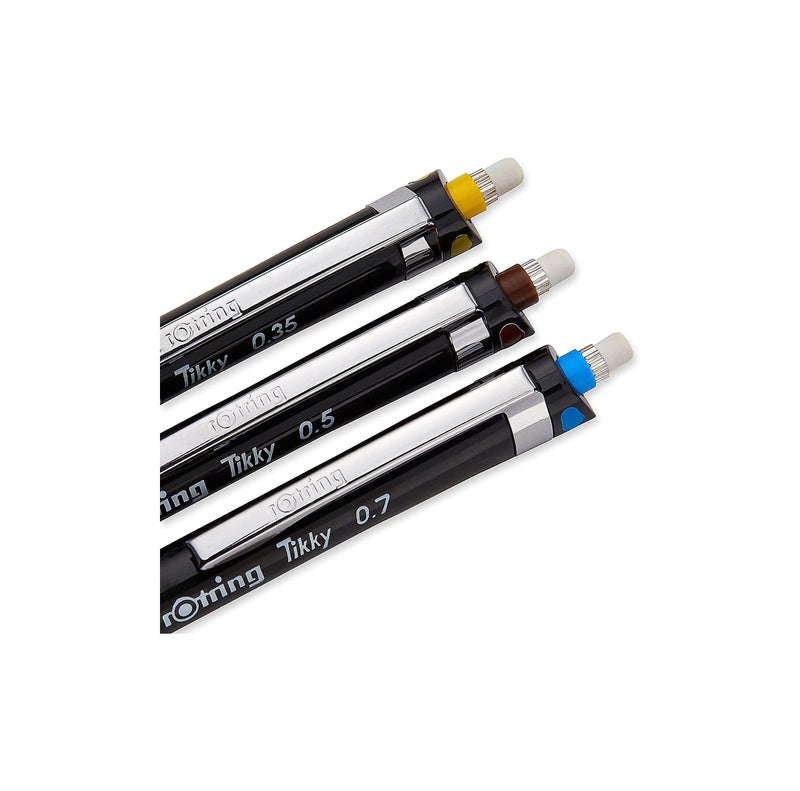rOtring S0801310 Tikky Mechanical Pencil, Black Barrel, 3-Piece Set - Image 5