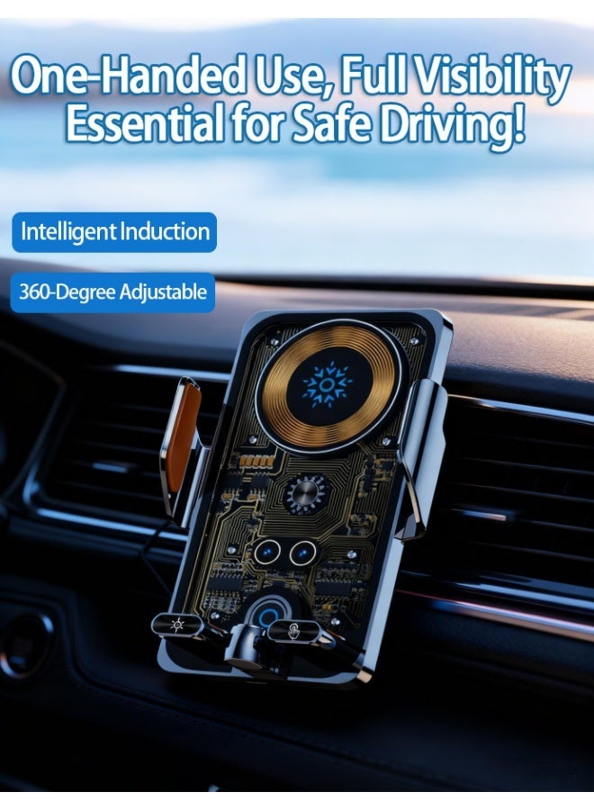 Car-used Phone Holder with 360° Rotatable and Multifunctional One Hand Operation Clip Design Phone Mount Suitable for All iPhone & Android