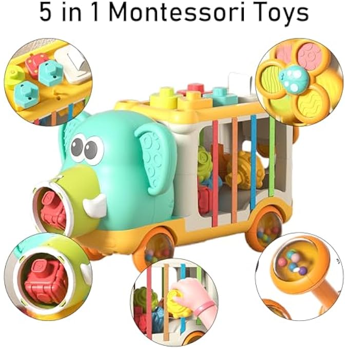 BABY SHAPE SORTER TOYS FOR 6-12-18 MONTHS - MONTESSORI SENSORY ACTIVITY CUBE WITH STACKING BLOCKS, FINE MOTOR SKILLS LEARNING TOY, EDUCATIONAL TODDLER GIFTS FOR BOYS GIRLS AGES 0-3 (GREEN) - Image 2