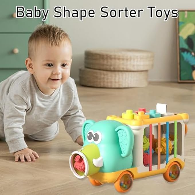 BABY SHAPE SORTER TOYS FOR 6-12-18 MONTHS - MONTESSORI SENSORY ACTIVITY CUBE WITH STACKING BLOCKS, FINE MOTOR SKILLS LEARNING TOY, EDUCATIONAL TODDLER GIFTS FOR BOYS GIRLS AGES 0-3 (GREEN) - Image 3