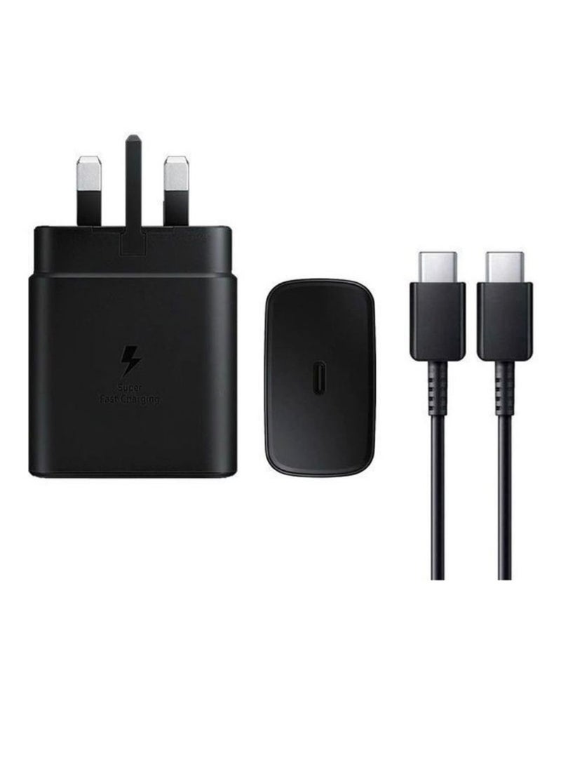 محول السفر فائق السرعة مع كابل USB من النوع C إلى USB من النوع C بقدرة 45 وات أسود - Image 1