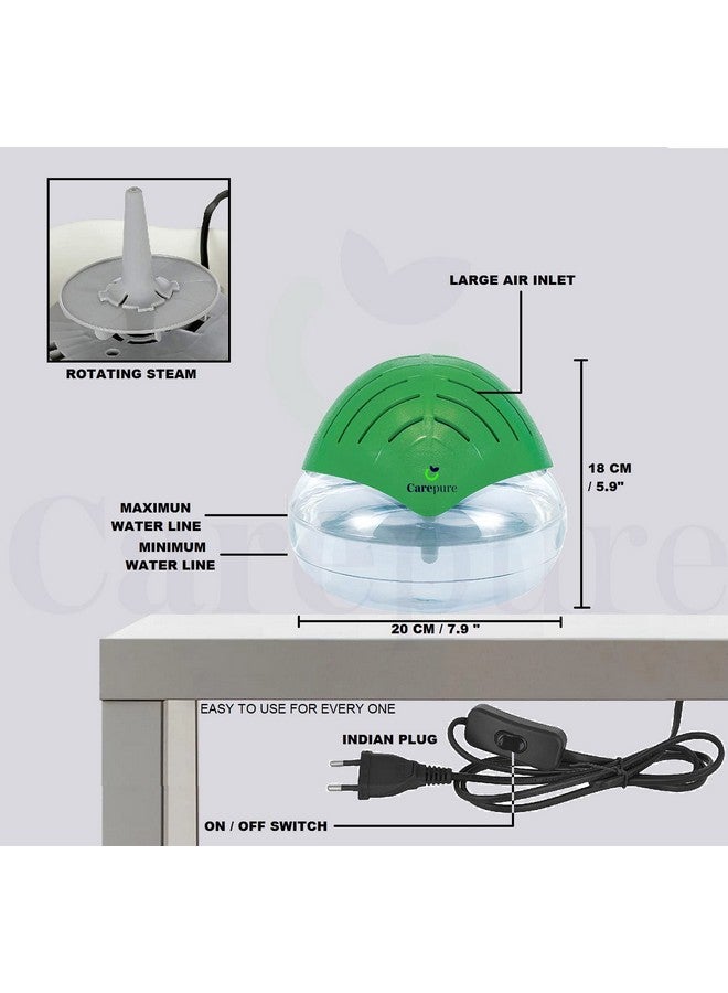 Carepure Water base Air Purifier and Humidifier Aroma Diffuser Air Revitalizer | Air Purifier and Revitalizer with Monochrome Light - Mi-606A- (MI-606A-GREEN) - Image 2