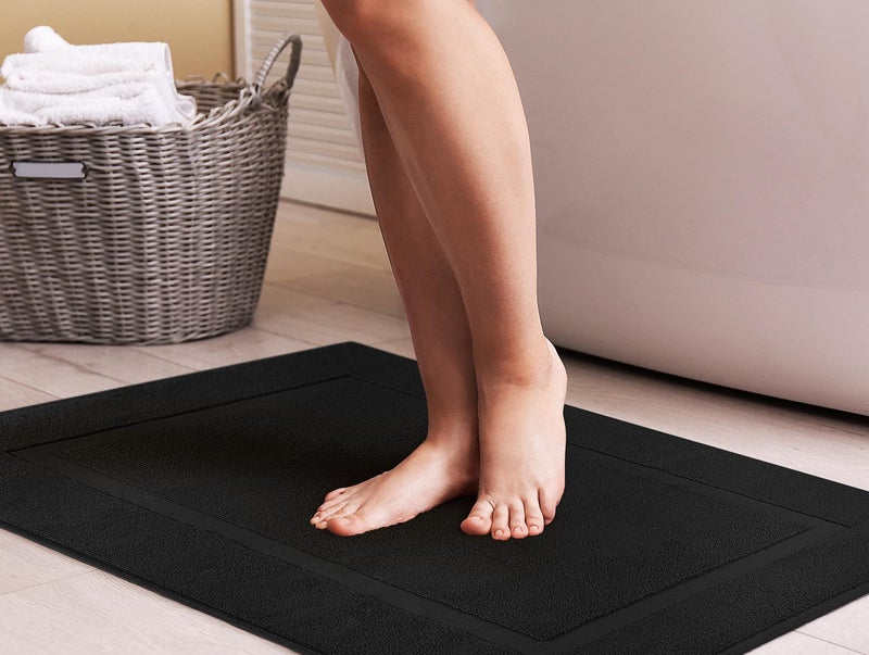 Utopia Towels Cotton Banded Rug, Bath Mats, Not a Bathroom Rug, 21 by 34 Inches, 100% Ring Spun Cotton, Highly Absorbent Shower Bathroom Floor Mat, Black, 2 Pack - Image 5