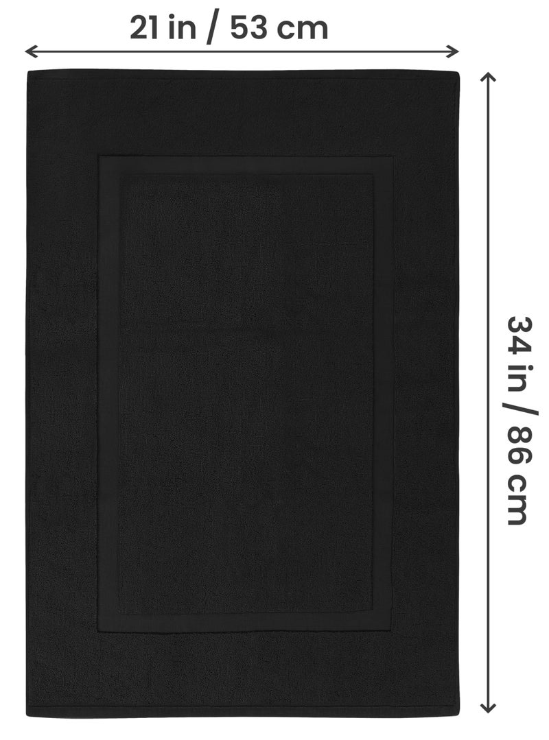 Utopia Towels Cotton Banded Rug, Bath Mats, Not a Bathroom Rug, 21 by 34 Inches, 100% Ring Spun Cotton, Highly Absorbent Shower Bathroom Floor Mat, Black, 2 Pack - Image 2