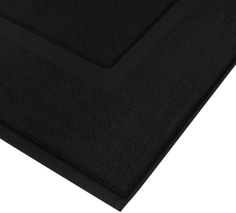 Utopia Towels Cotton Banded Rug, Bath Mats, Not a Bathroom Rug, 21 by 34 Inches, 100% Ring Spun Cotton, Highly Absorbent Shower Bathroom Floor Mat, Black, 2 Pack - Image 3