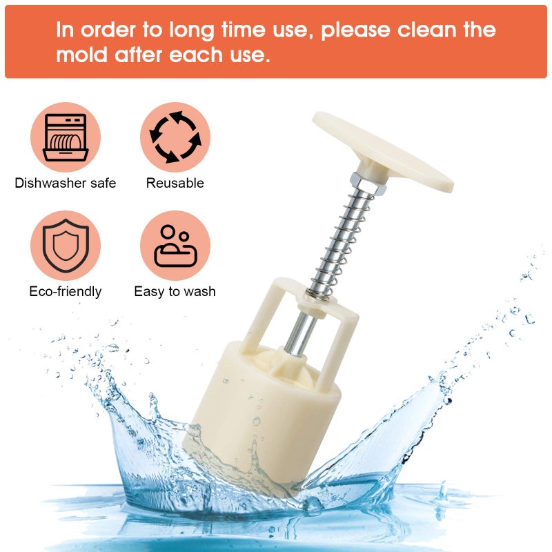 Luxiv قالب كعكة القمر لوكزيف 50 جرام، 12 قطعة نمط قوالب كعكة القمر بالضغط اليدوي لأداة المعجنات DIY لمنتصف الخريف مجموعتين مع 6 قطع قالب كعكة القمر الزهرية الدائرية و6 قطع قالب كعكة القمر المربعة (أبيض، 50 جرام) - Image 5