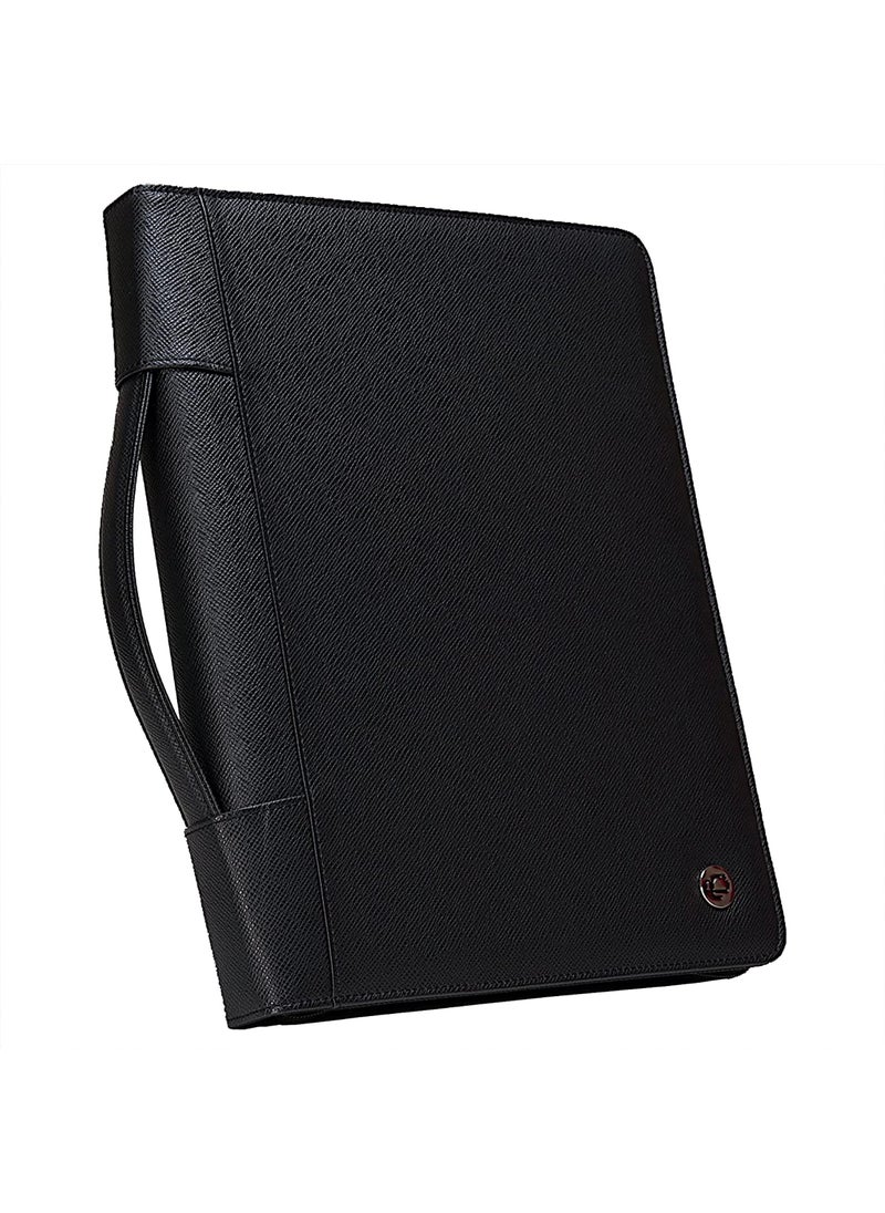Case it Case-it Executive Zipper Padfolio with Removable 3-Ring Binder and Letter Size Writing Pad, Pebbled Faux Leather Black (PAD-40)  - Image 1