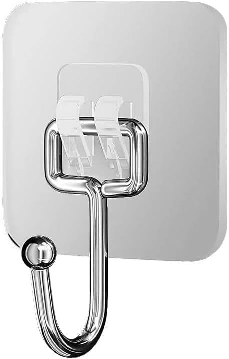 KILOW Large Adhesive Hooks for Hanging Heavy Duty Wall Hooks 22 lbs Self Adhesive Towel Hook Waterproof Transparent - Image 1