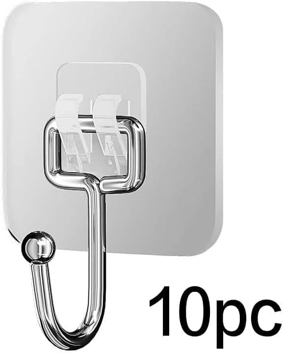KILOW Large Adhesive Hooks for Hanging Heavy Duty Wall Hooks 22 lbs Self Adhesive Towel Hook Waterproof Transparent - Image 2