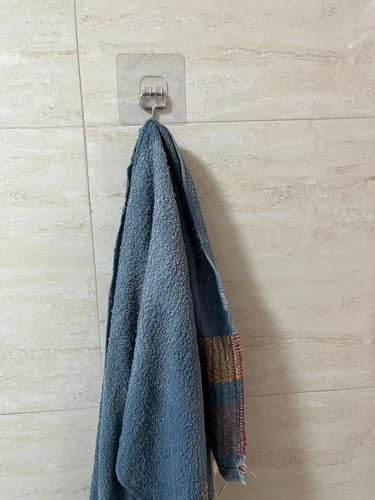 KILOW Large Adhesive Hooks for Hanging Heavy Duty Wall Hooks 22 lbs Self Adhesive Towel Hook Waterproof Transparent - Image 4