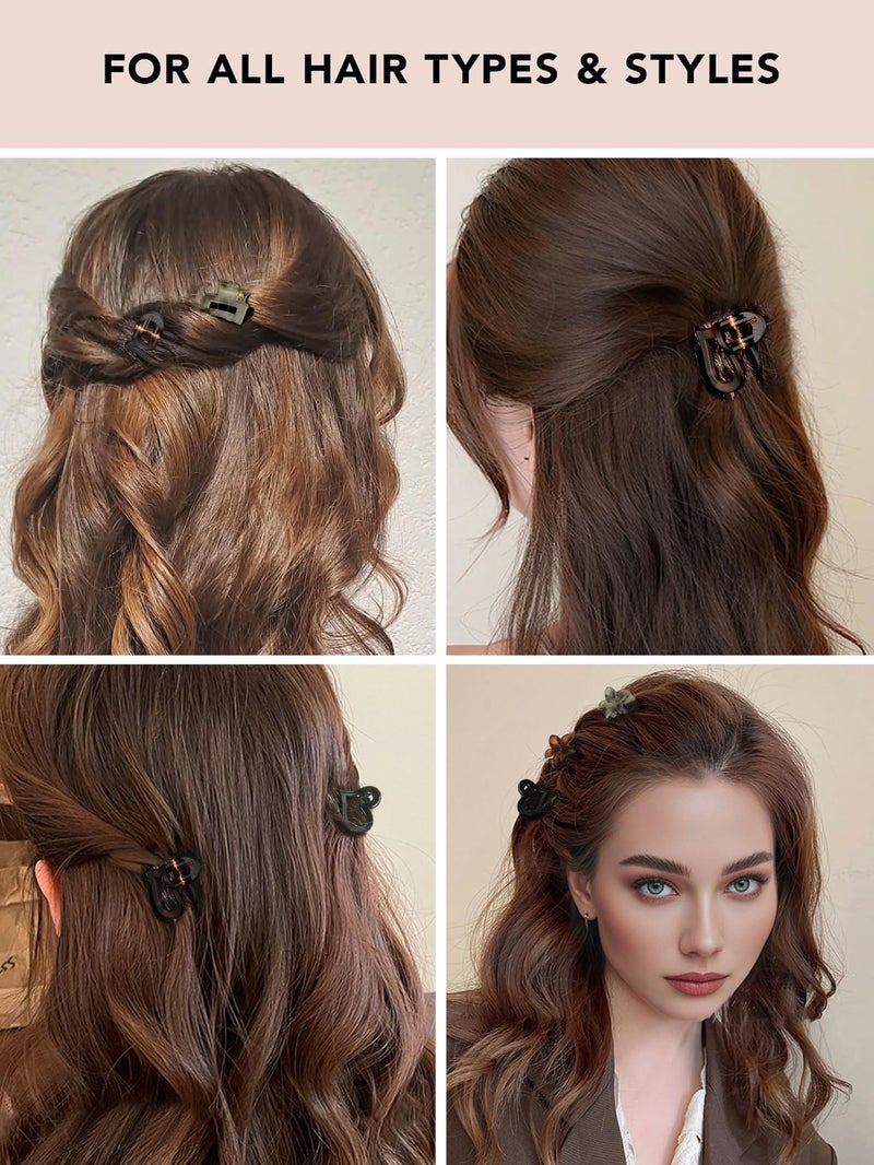 Ivyu 24 Small Hair Clips for Women Girls - Non-Slip Grip&Tangle-Free,Durable Plastic Mini Claw Clips (Tortoise & Black) for Thin/Medium Hair - Image 5