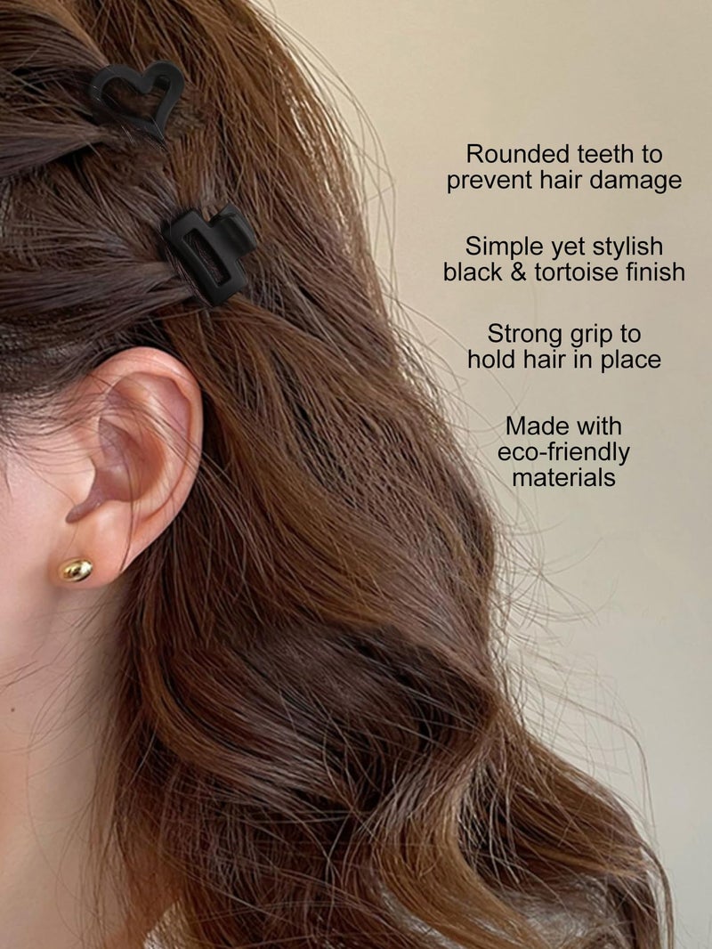Ivyu 24 Small Hair Clips for Women Girls - Non-Slip Grip&Tangle-Free,Durable Plastic Mini Claw Clips (Tortoise & Black) for Thin/Medium Hair - Image 2