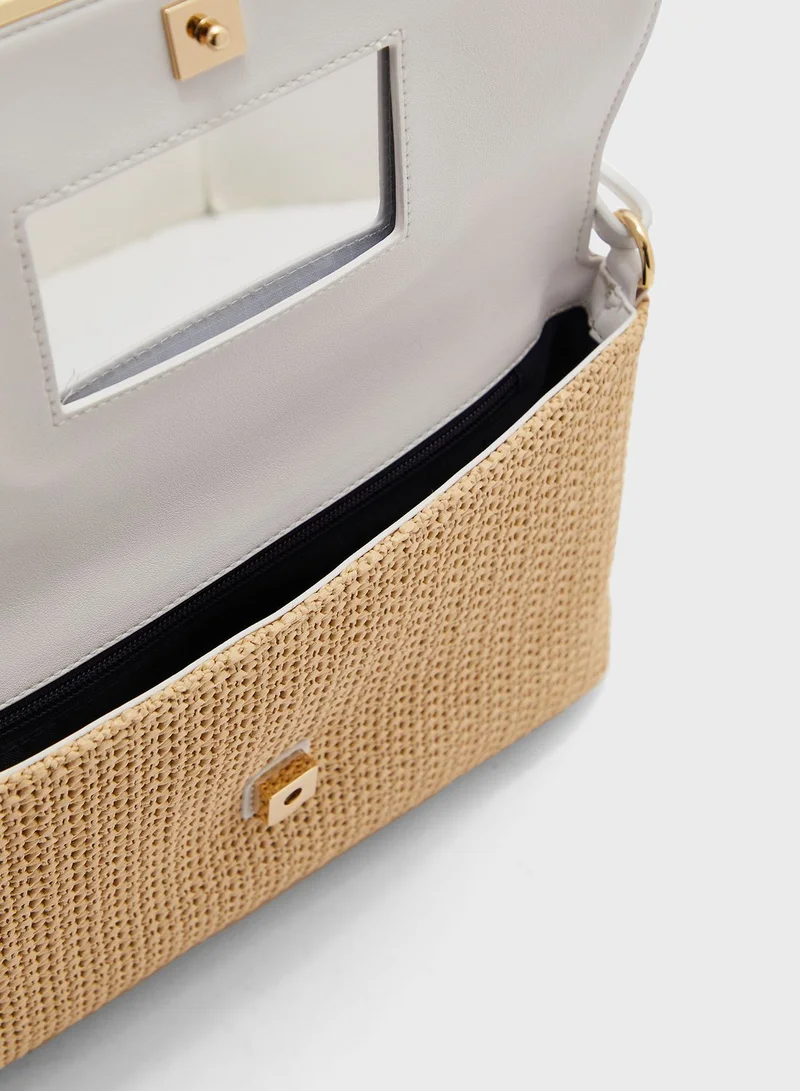 TOMMY HILFIGER Modern Straw Clutch