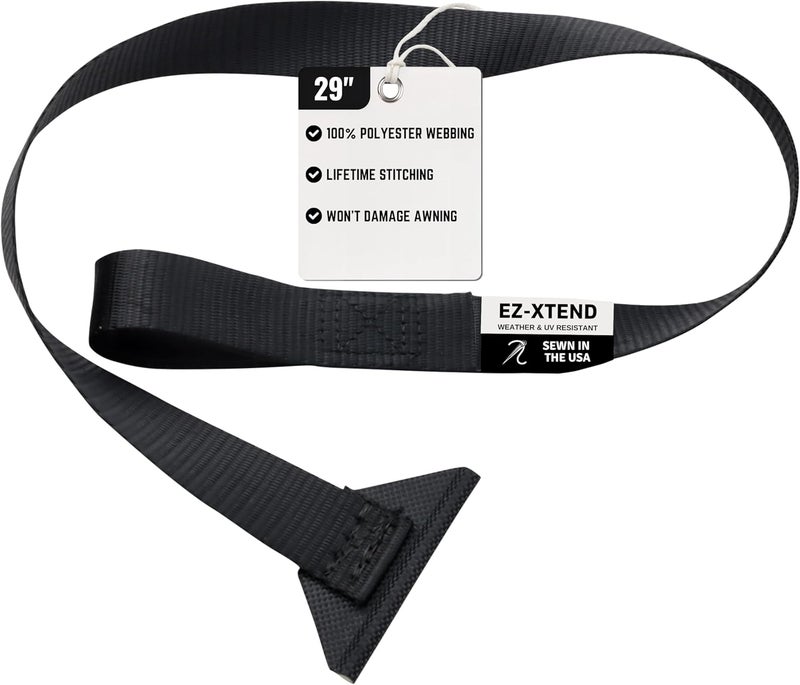 EZ-Xtend RV Camper Window Awning Pull Strap. Replacement Strap Made with UV Polyester Webbing, Lifetime Thread for Easy Operation RV Patio Window Awning. Sewn in USA (29") - Image 1