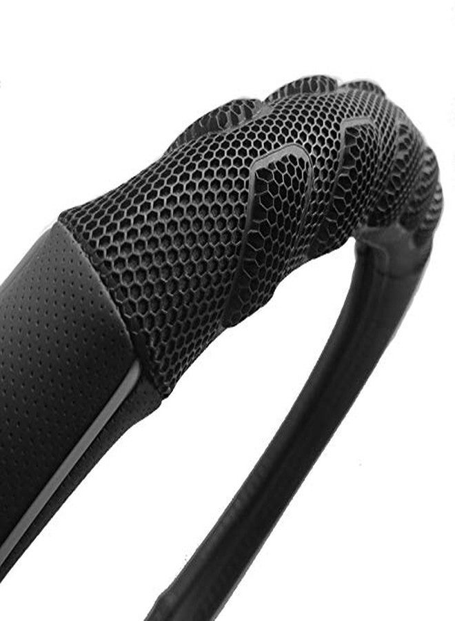 Flying Banner car Steering Wheel Cover Faux Leather Massage Universal fit 3D Honeycomb Hole Anti-Slip Sporty 15 Inches (Grey Black) - Image 4