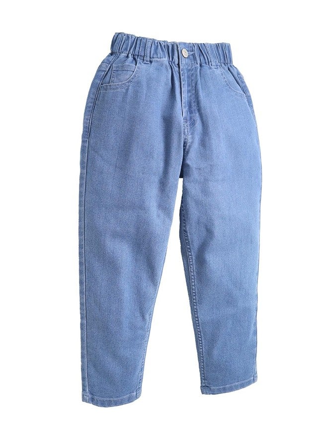 Cherry Crumble Blue Dyed/Washed Denim Casual Wear Baggy Fit Summer Jeans for Girls - Image 1