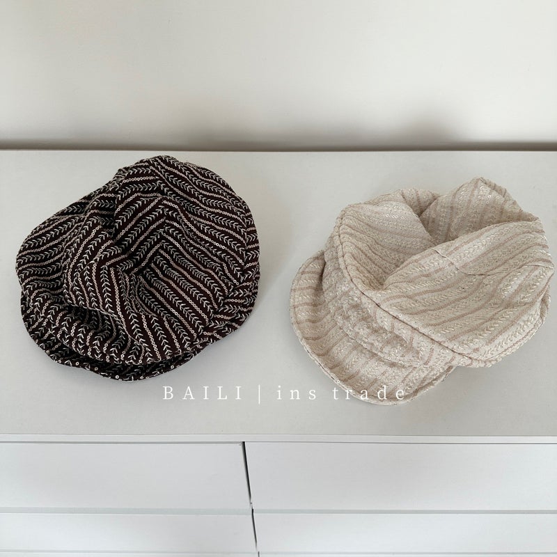 Retro Embroidered Linen Sequins Beret Hat, Sun Protection, Unisex - Image 4