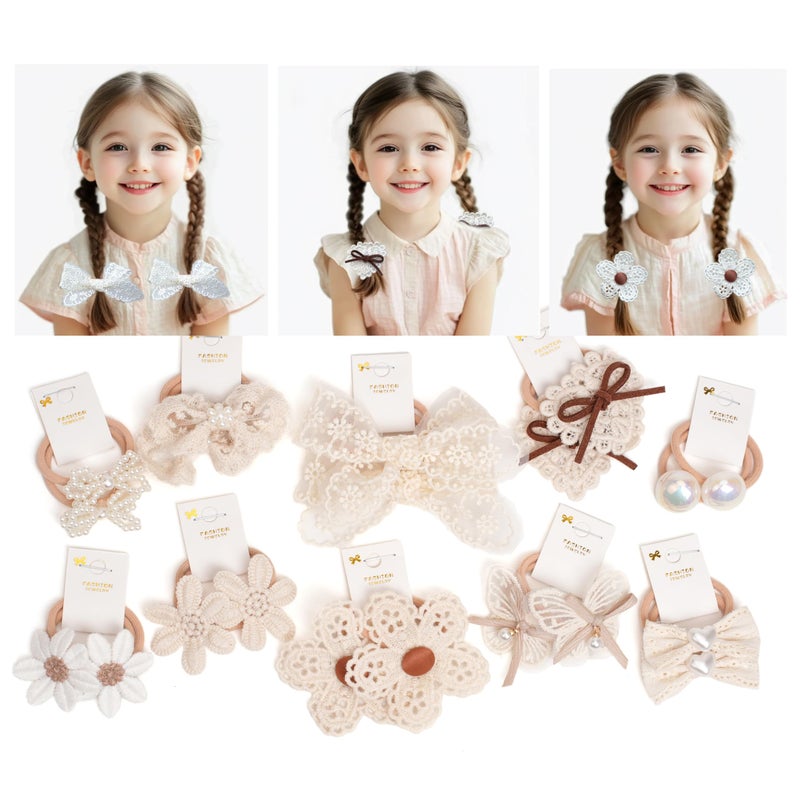 BIANHUAN Baby Toddler Girls Hair Ties with Bows, 20 pcs No Damage Elastic Nylon Ponytail Holders, Small Hair Accessories for Thick or Thin Hair - Image 1