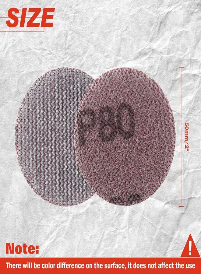 أقراص صنفرة LEONTOOL مقاس 2 بوصة من شبكة كاشطة، ورق صنفرة بخطاف وحلقة، حبيبات 80، عبوة من 35 قطعة من ورق الصنفرة الخالي من الغبار، وسادات كاشطة، صنفرة الحوائط الجافة، ورق صنفرة للمعادن والخشب والمركبات - Image 4