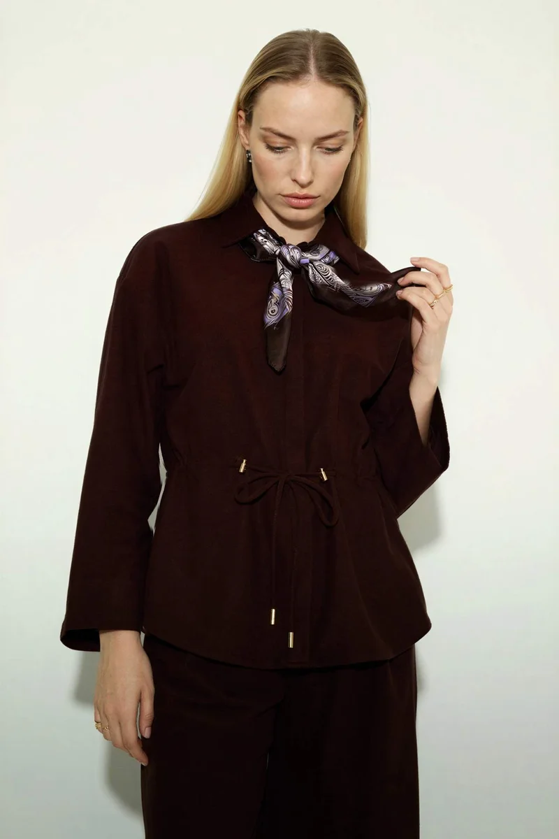 DeFacto Regular Fit Shirt Collar Suede Long Sleeve Shirt