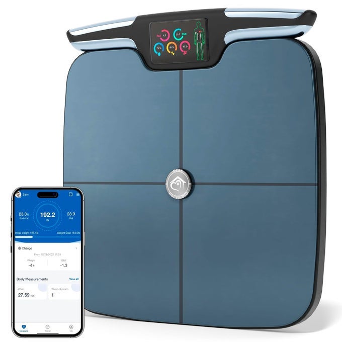 PREMIUM SMART DIGITAL BODY WEIGHT SCALE FSA OR HSA ELEGIBLE 8 ELECTRODES 56METRICS RECHARGEABLE WIFI BLUETOOTH FULL BODY ANALYSIS TRACK BODY FAT MUSCLE MASS FAT PERCENTAGE SLEEK DESIGN