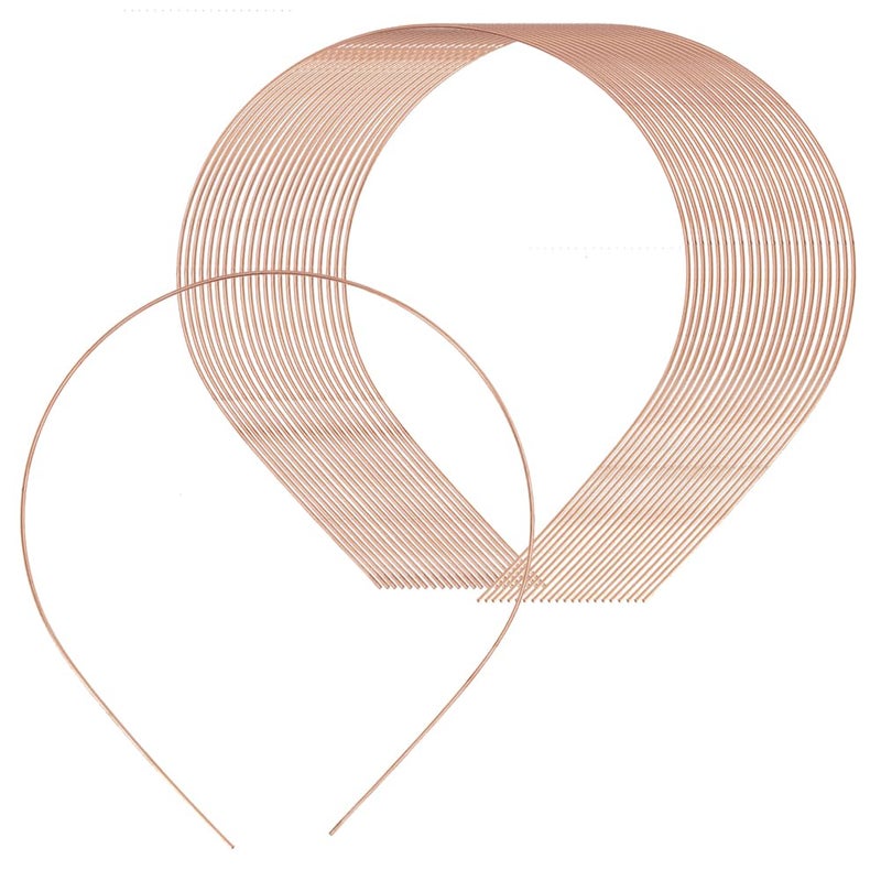Elandy 50Pcs Copper 12mm Width Metal Headbands Plain Thin Bulk Hair Band DIY Craft Wire Blank Headbands Frame Hairband for Men Women Hair Accessory