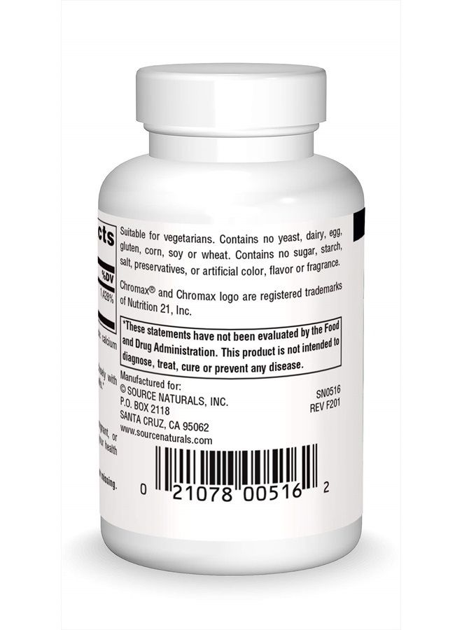 Source Naturals Ultra Chromium Picolinate 500 mcg Yeast-Free Dietary Supplement - 120 Tablets - Image 2