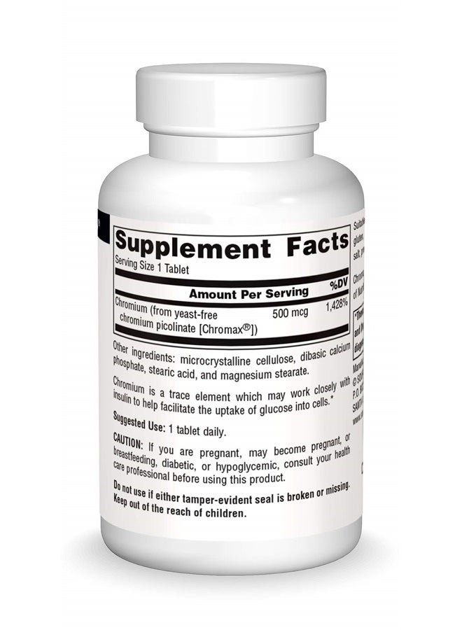 Source Naturals Ultra Chromium Picolinate 500 mcg Yeast-Free Dietary Supplement - 120 Tablets - Image 3