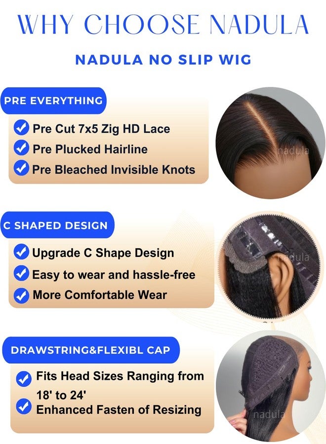 Nadula Yaki Straight Bob Drawstring Wig Human Hair with Face Framing Layers 180% Density, Glueless 7x5 Bye Bye Knots Wig Pre Cut/Plucked/Bleached Knots Ready to Go Short Layered Yaki Bob Wig 10inch - Image 5