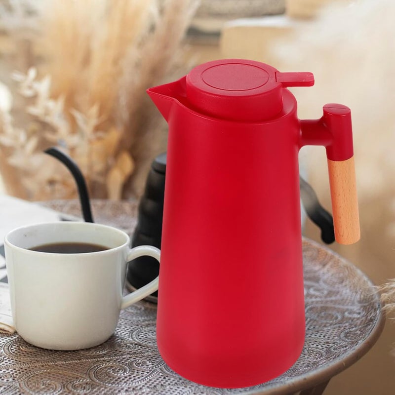 كوب قهوة حراري مع طبقة زجاجية، سعة 34 أونصة، معزول للحفاظ على حرارة المشروبات الساخنة، للاستخدام المنزلي، لون أحمر - Image 4