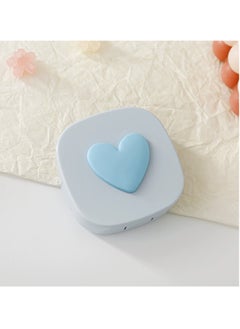 Generic 3D Heart Design Contact Lens Cases, Macaroon Color Travel Lens Case Kit with Mirror Bottle Tweezers (Blue)  - Image 1
