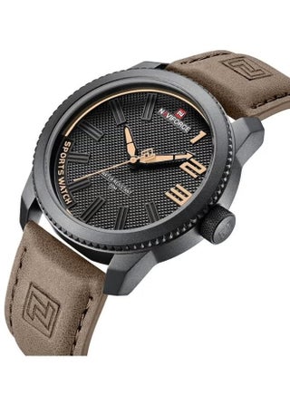 NAVIFORCE Watch for Men Sports Quartz Analog Waterproof Black Case Dark Brown Leather Strap Luminous Hands Wristwatch NF9202 - view 4