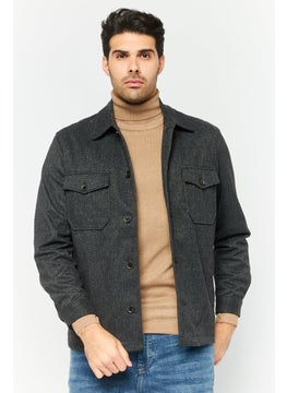 Sorbino Men Textured Jacket Shirt, Black  - Image 1