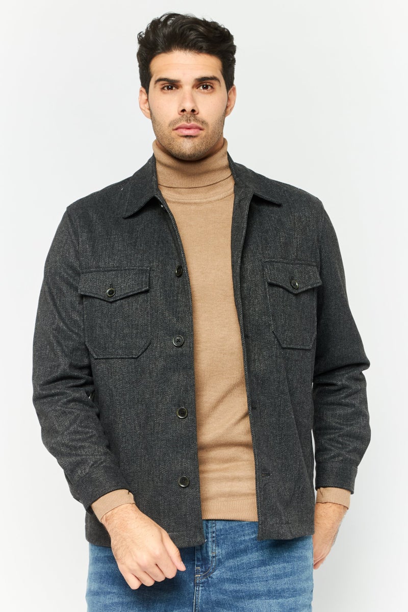 Sorbino Men Textured Jacket Shirt, Black - Image 1